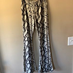 Black stretchy snake skin bell bottoms